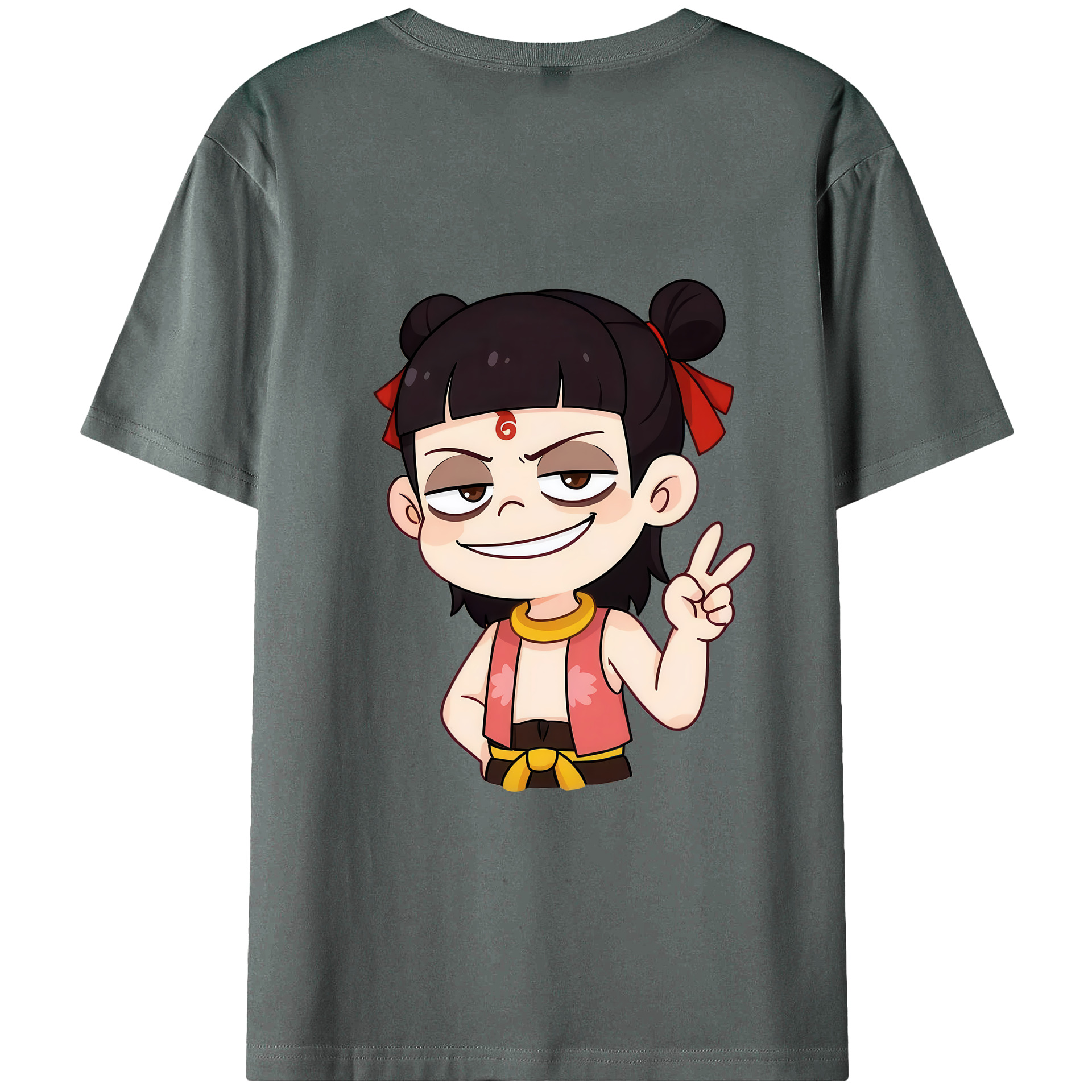 （画像用） Ne Zha 2 ナタ 魔童の大暴れ 綿100％ メンズ半袖Tシャツ（バックプリント） 通気性